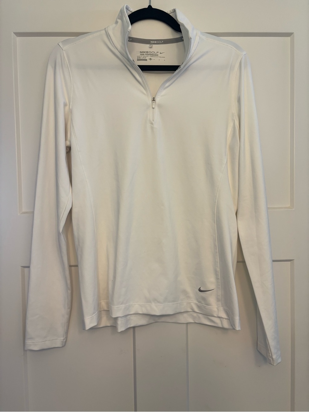 Nike White Women’s Long-Sleeve Quarter-Zip Performance Dri-FIT Top